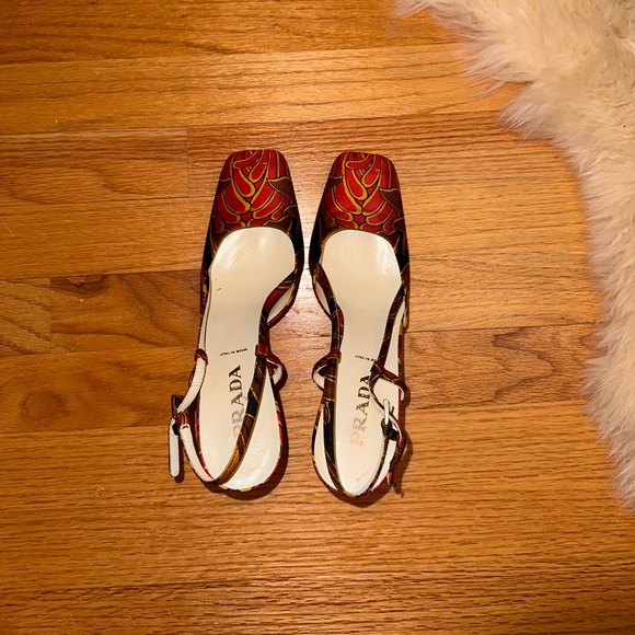 Prada satin printed block heel pumps - Picture 5 of 10